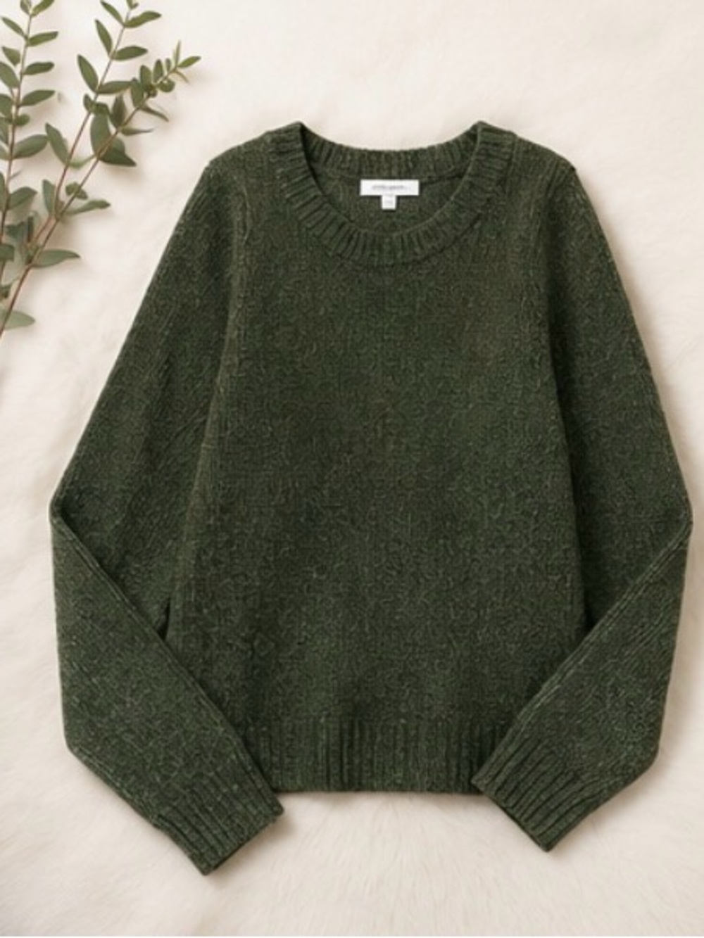 Weekday Olive Green V-Neck Knit Sweater